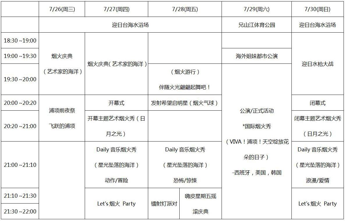 烟火表演演出安排
