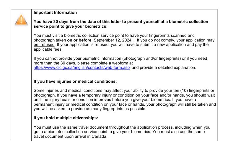 加拿大录指纹通知信 加拿大录指纹通知信