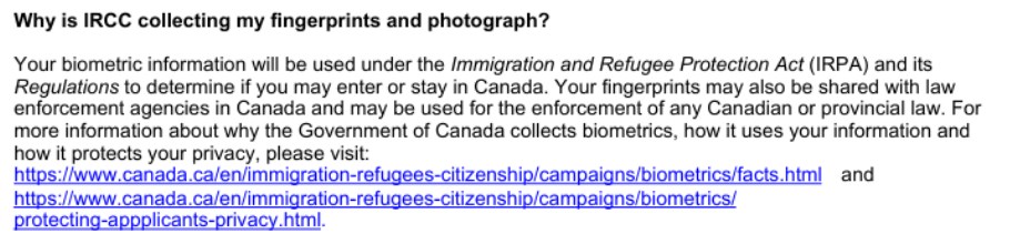 加拿大录指纹通知信 加拿大录指纹通知信