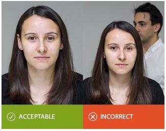 照片中只能有申请人一个人