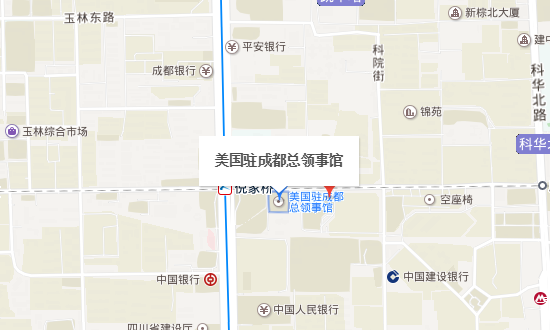 美国成都总领事馆签证中心地理位置