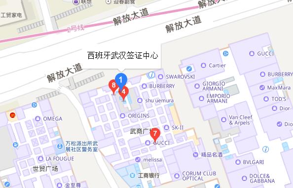 西班牙武汉签证中心地图