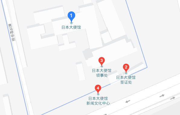 日本驻北京大使馆地图