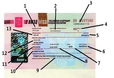 俄罗斯签证上面都有哪些信息? 俄罗斯签证上面都有哪些信息?