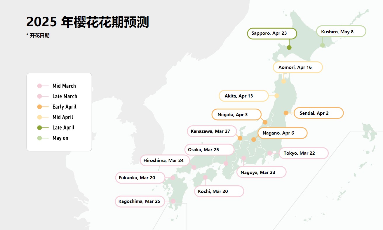 2025年日本樱花花期预测 2025年日本樱花花期预测