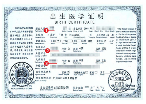 法国签证材料出生证明或医学证明模板