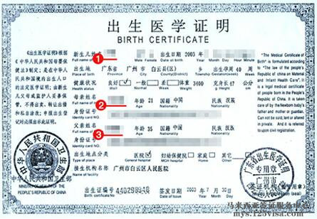 马来西亚签证材料出生医学证明模板