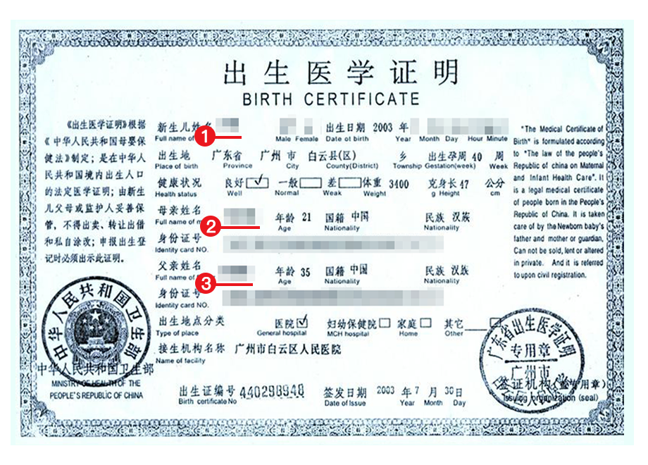 印度签证出生医学证明模板