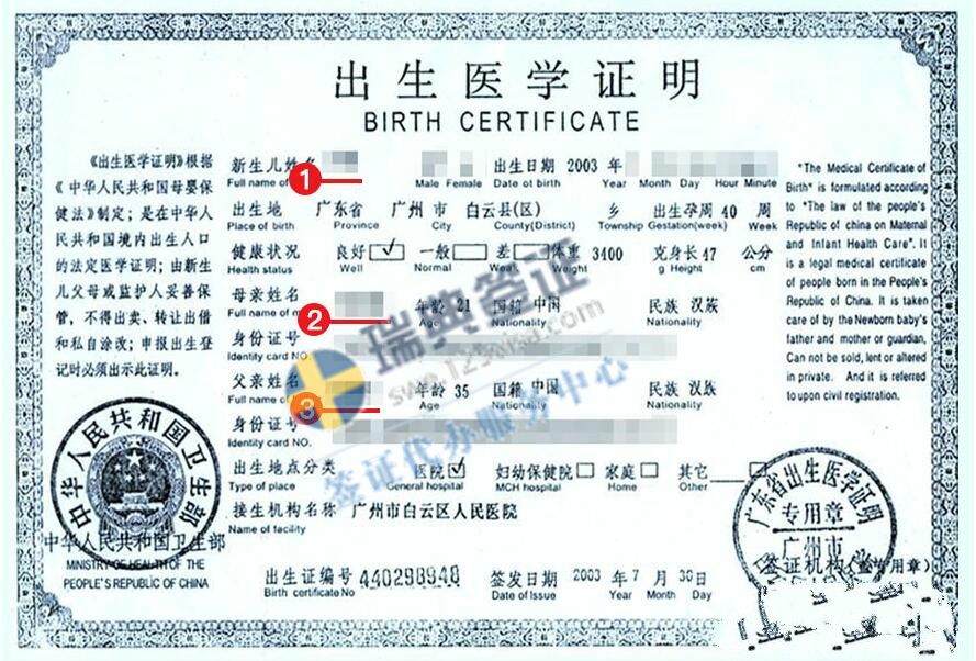 瑞典签证出生证明材料模板