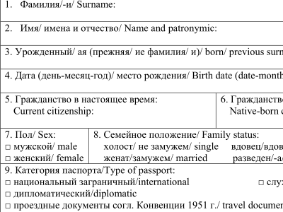 纳米比亚签证申请表模板材料